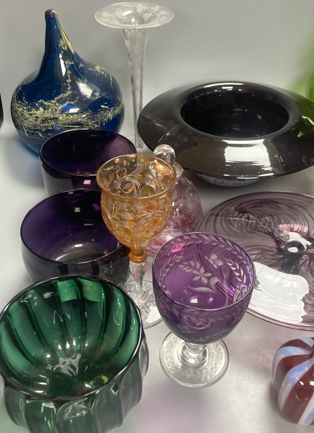 A collection of 18th, 19th and 20th century coloured and clear glassware